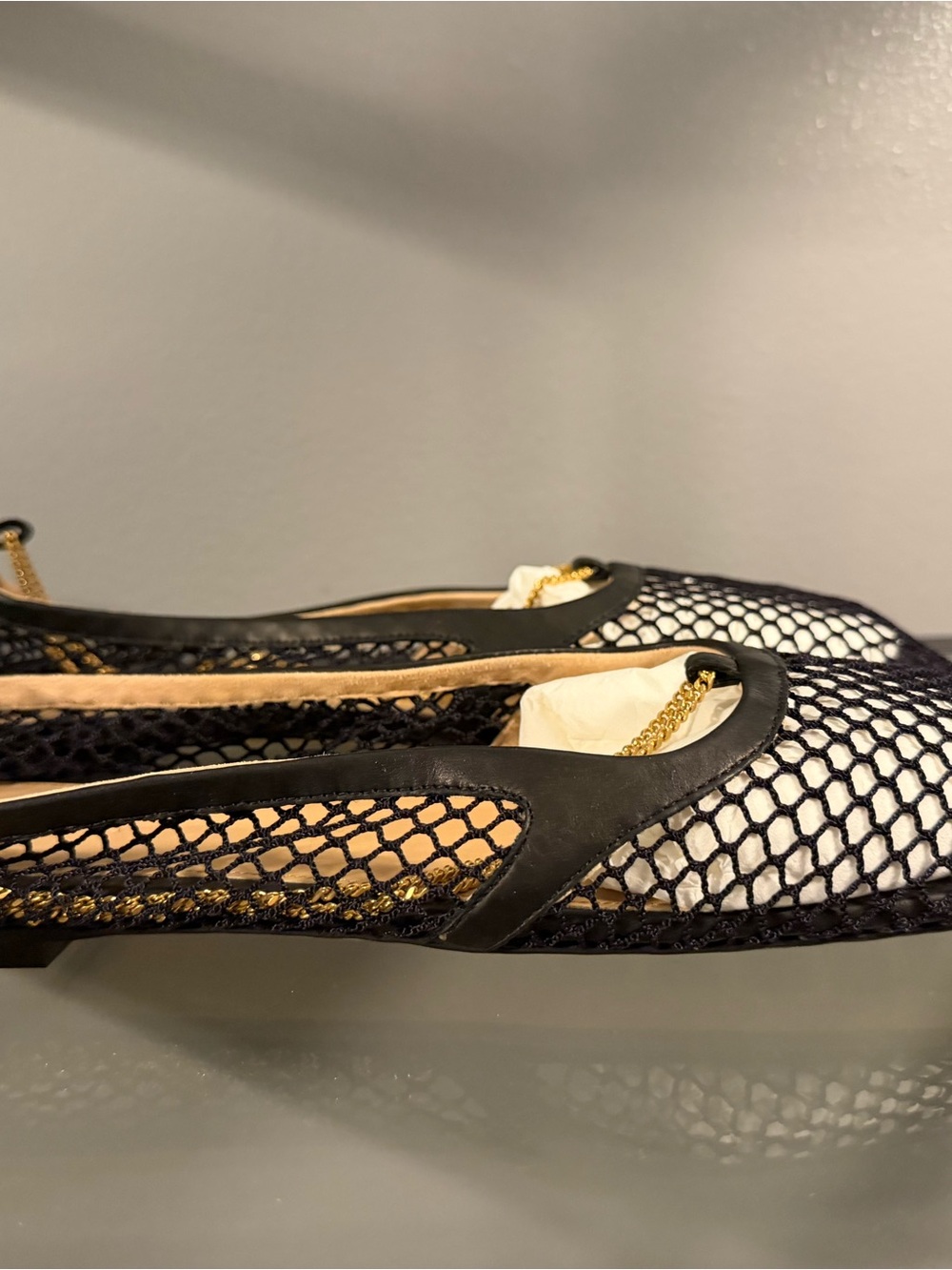 Bottega Veneta Black Stretch (web) Mesh Square-Toe Flats - Picture 4 of 7